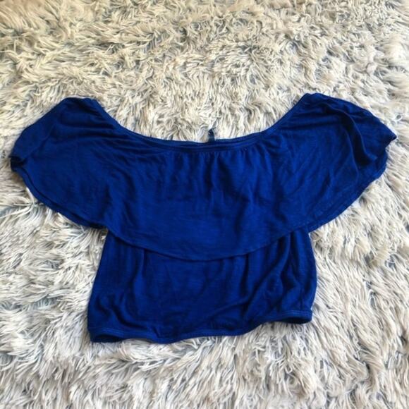 LF. Emma & Sam blue crop top shirt size small - Picture 3 of 5